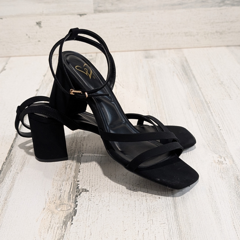 Windsor Black Strappy Block Heels